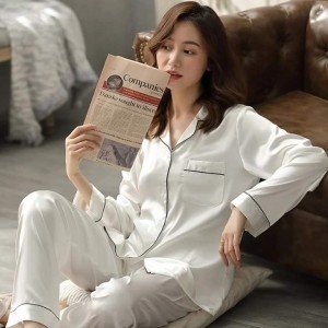 Beautiful Silk Night Suit (Trouser Shirt) For Girls & Women 130