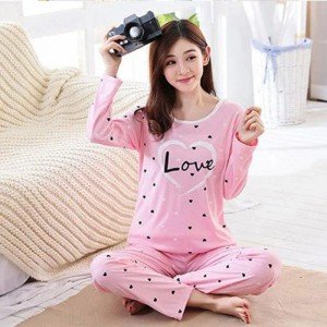 Beautiful Pink Love Night Suit (Trouser Shirt) For Girls & Women TS-06