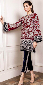 2 Pieces Unstitched Embroidered Chiffon Kurti