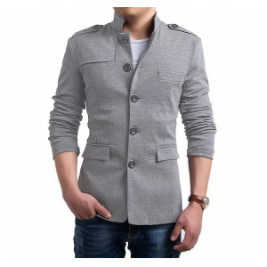 Grey Stylish Fleece Coat For Men