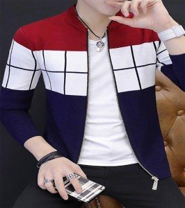 Multicolour Fleece Jacket for Men